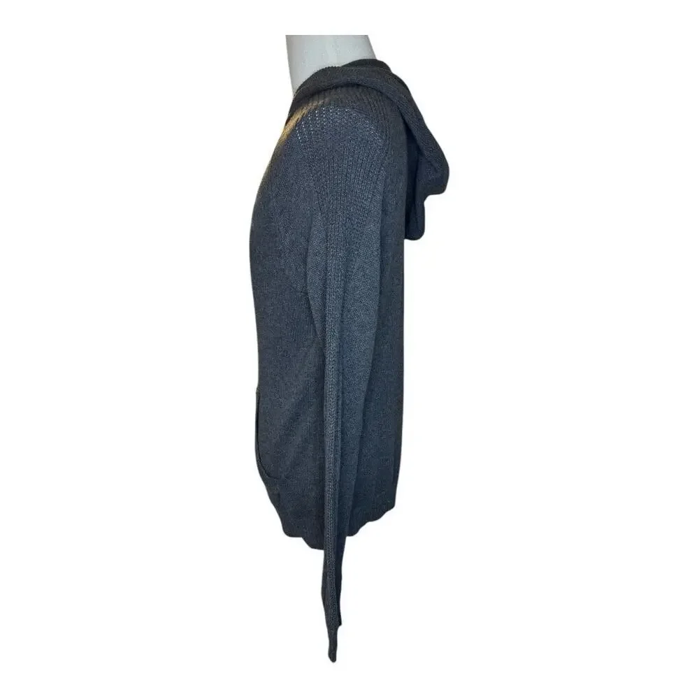 New Flag & Anthem Men's Gray Buttoned Neck Knitted Hoodie Sweater Size Small NWT